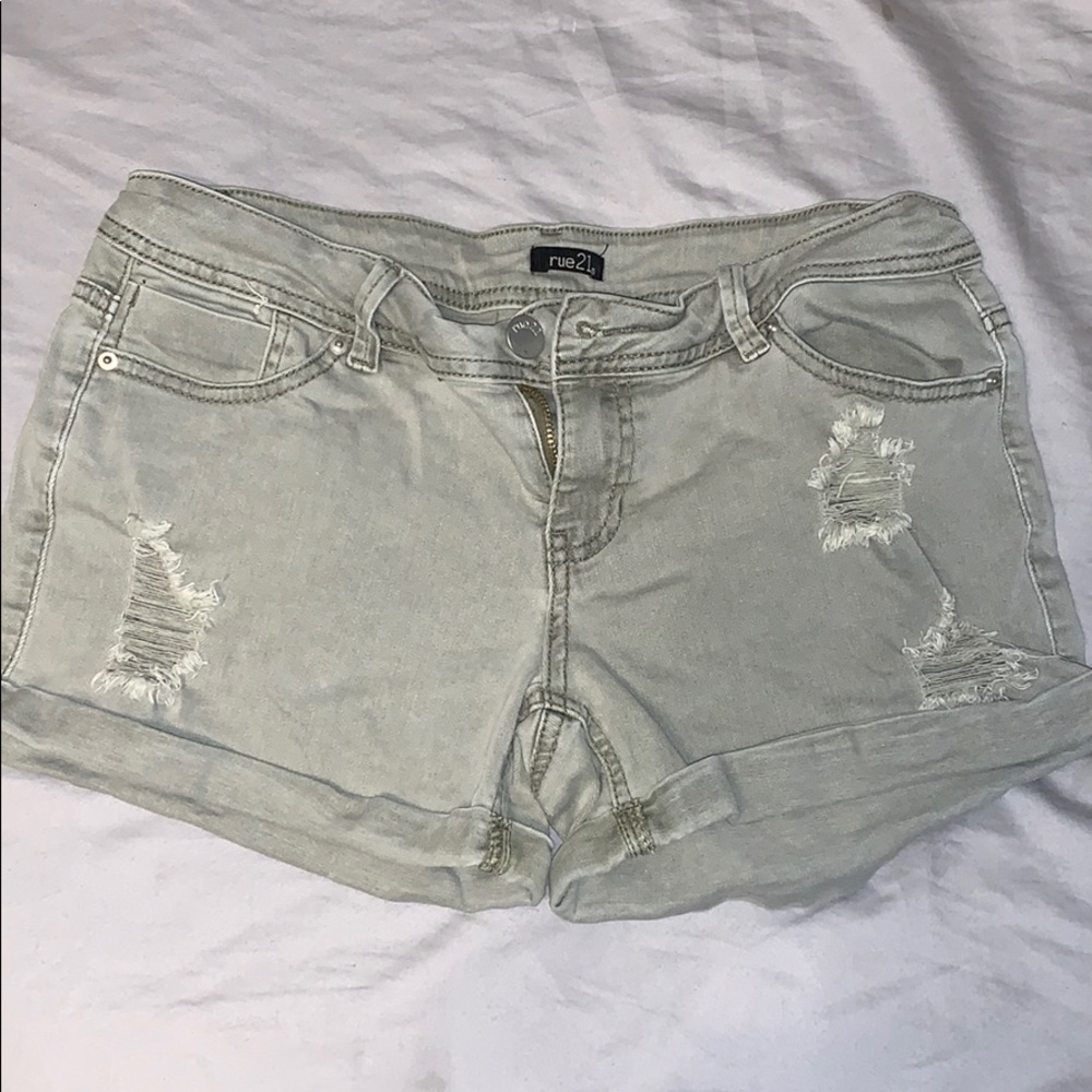 Faded Green Jean Shorts